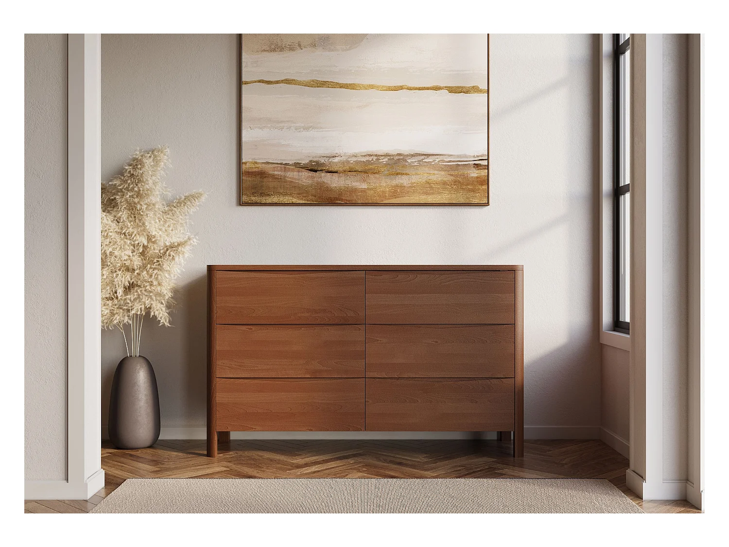 Commode en bois de hêtre Visby MODENA LOW 150 / coloris noyer