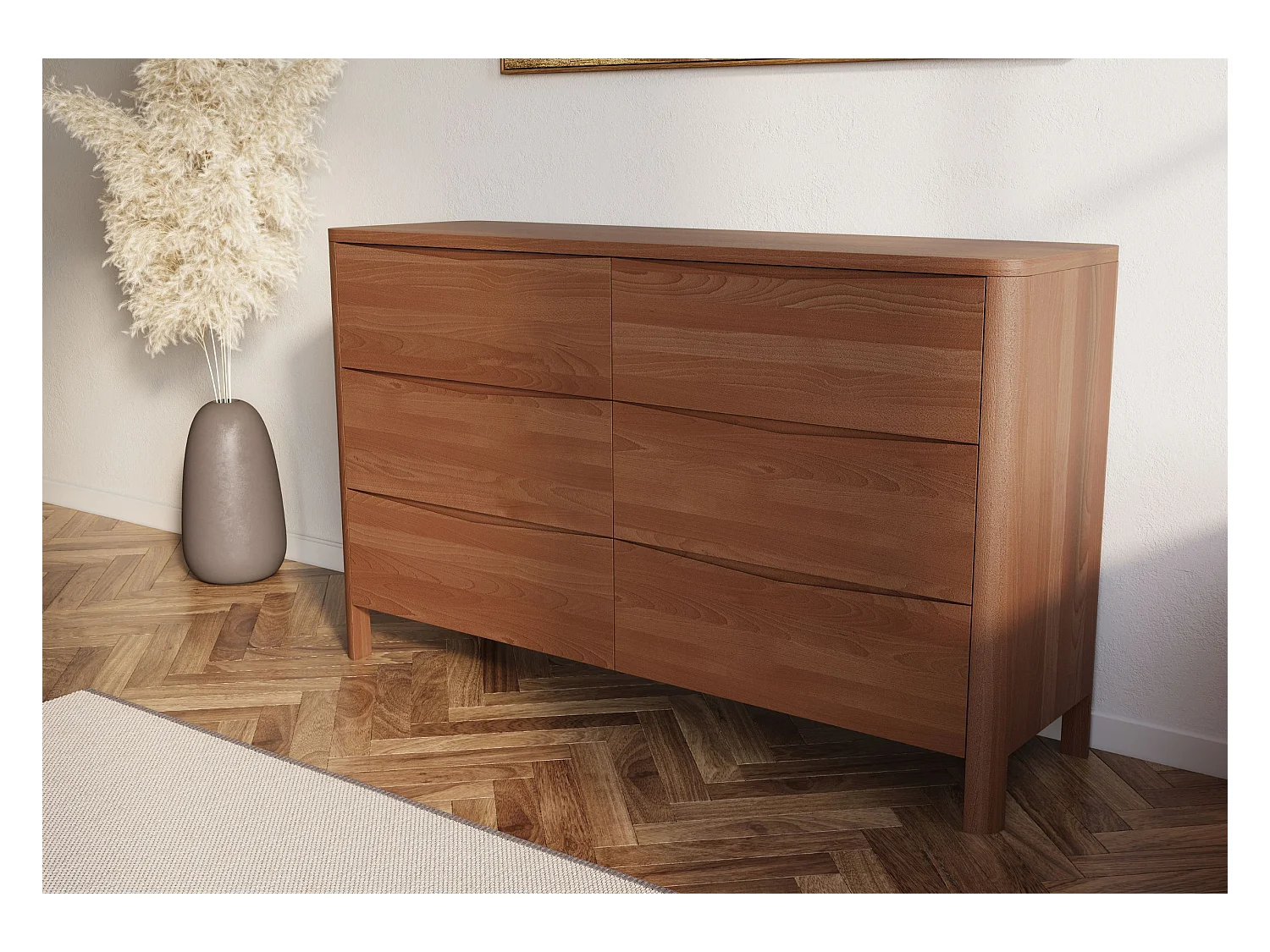 Commode en bois de hêtre Visby MODENA LOW 150 / coloris noyer