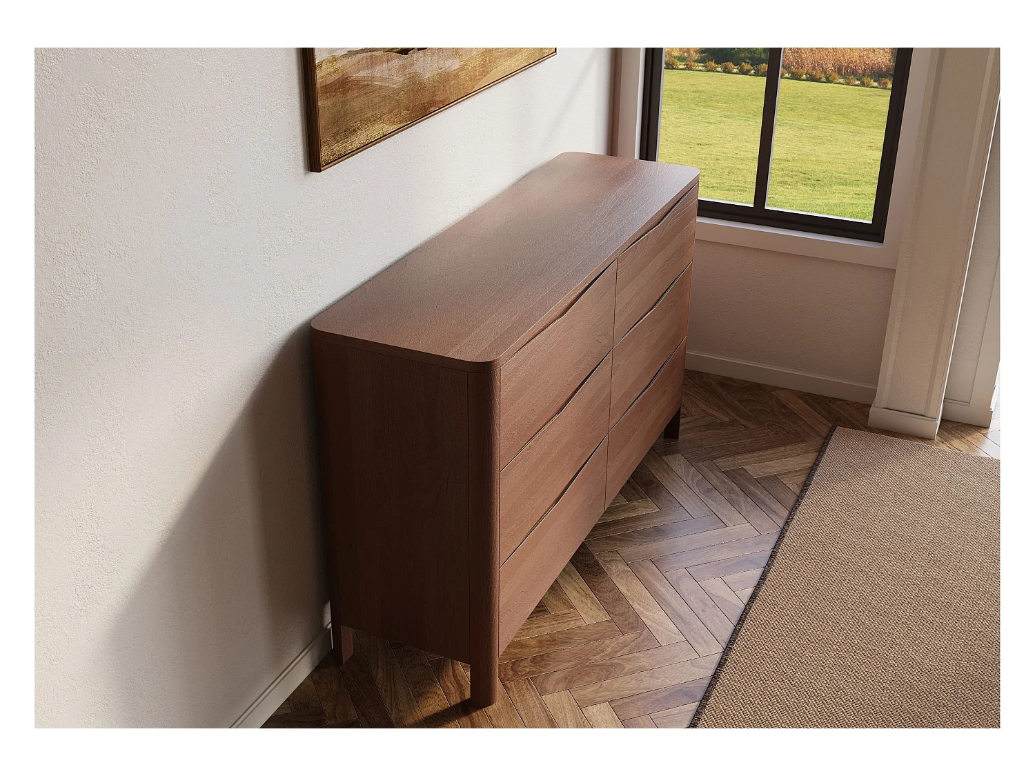 Commode en bois de hêtre Visby MODENA LOW 150 / coloris noyer