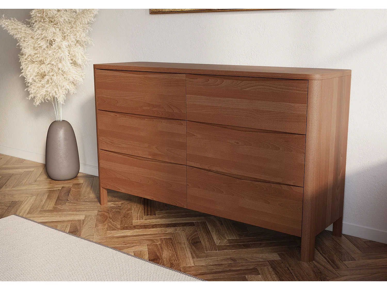 Holzkommode Modena low 150, nussbaumfarbe