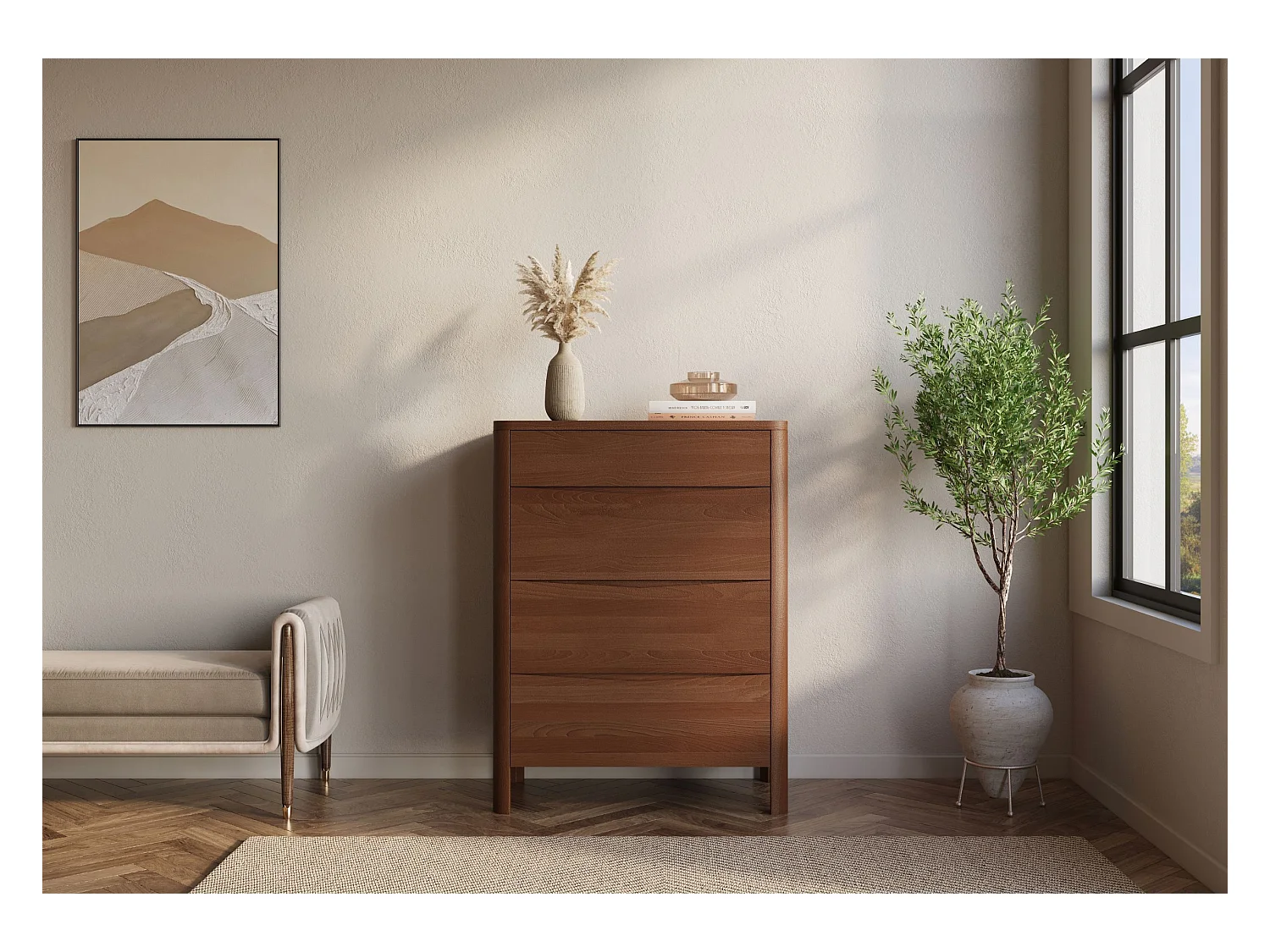 Commode en bois de hêtre Visby MODENA 80 / coloris noyer