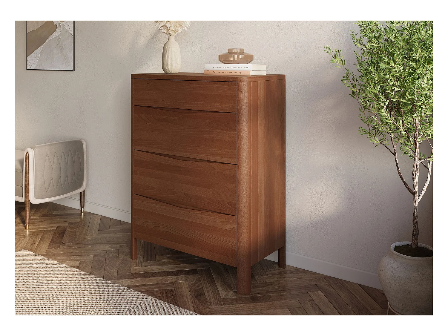 Commode en bois de hêtre Visby MODENA 80 / coloris noyer
