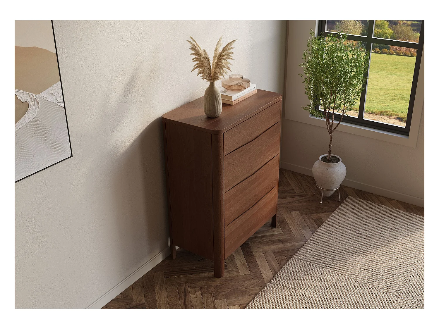 Commode en bois de hêtre Visby MODENA 80 / coloris noyer