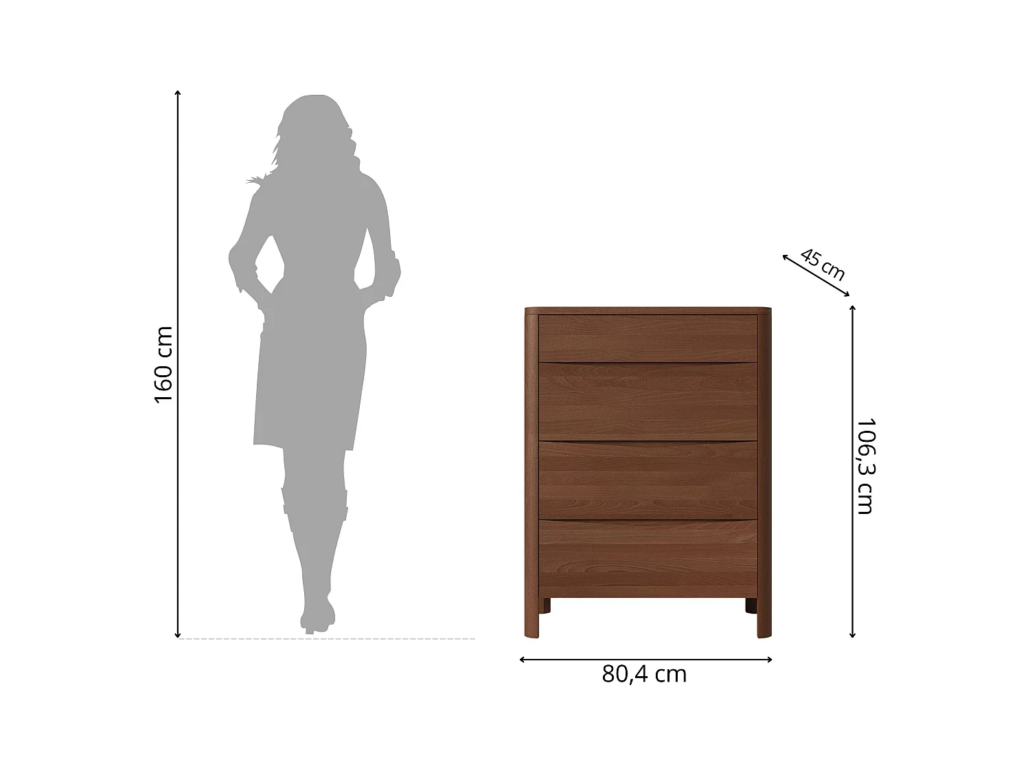 Commode en bois de hêtre Visby MODENA 80 / coloris noyer