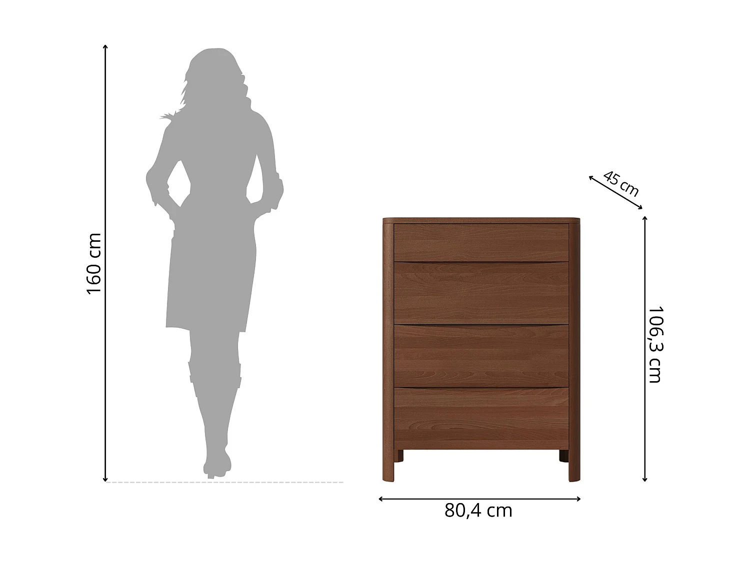 Commode en bois de hêtre Visby MODENA 80 / coloris noyer