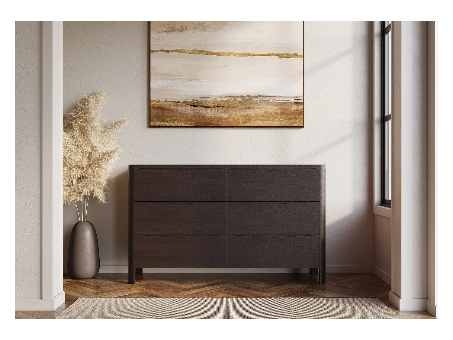 Commode en bois de hêtre Visby MODENA LOW 150 / coloris palissandre