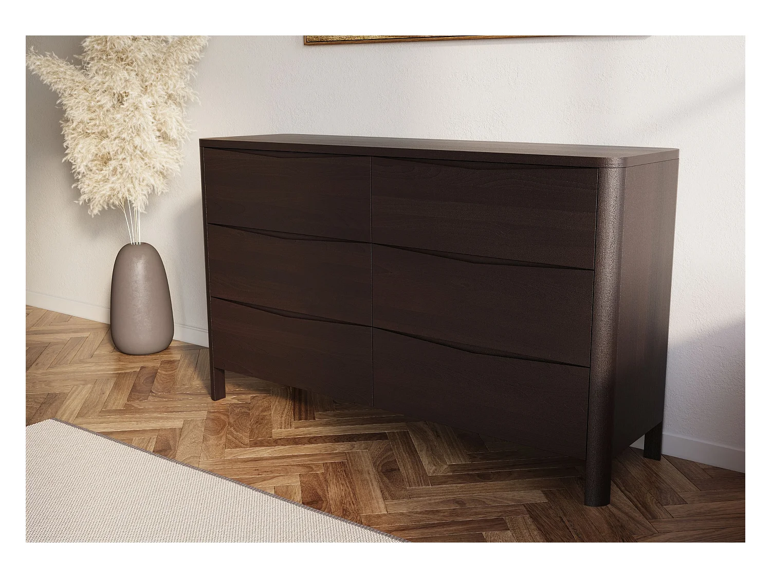 Commode en bois de hêtre Visby MODENA LOW 150 / coloris palissandre
