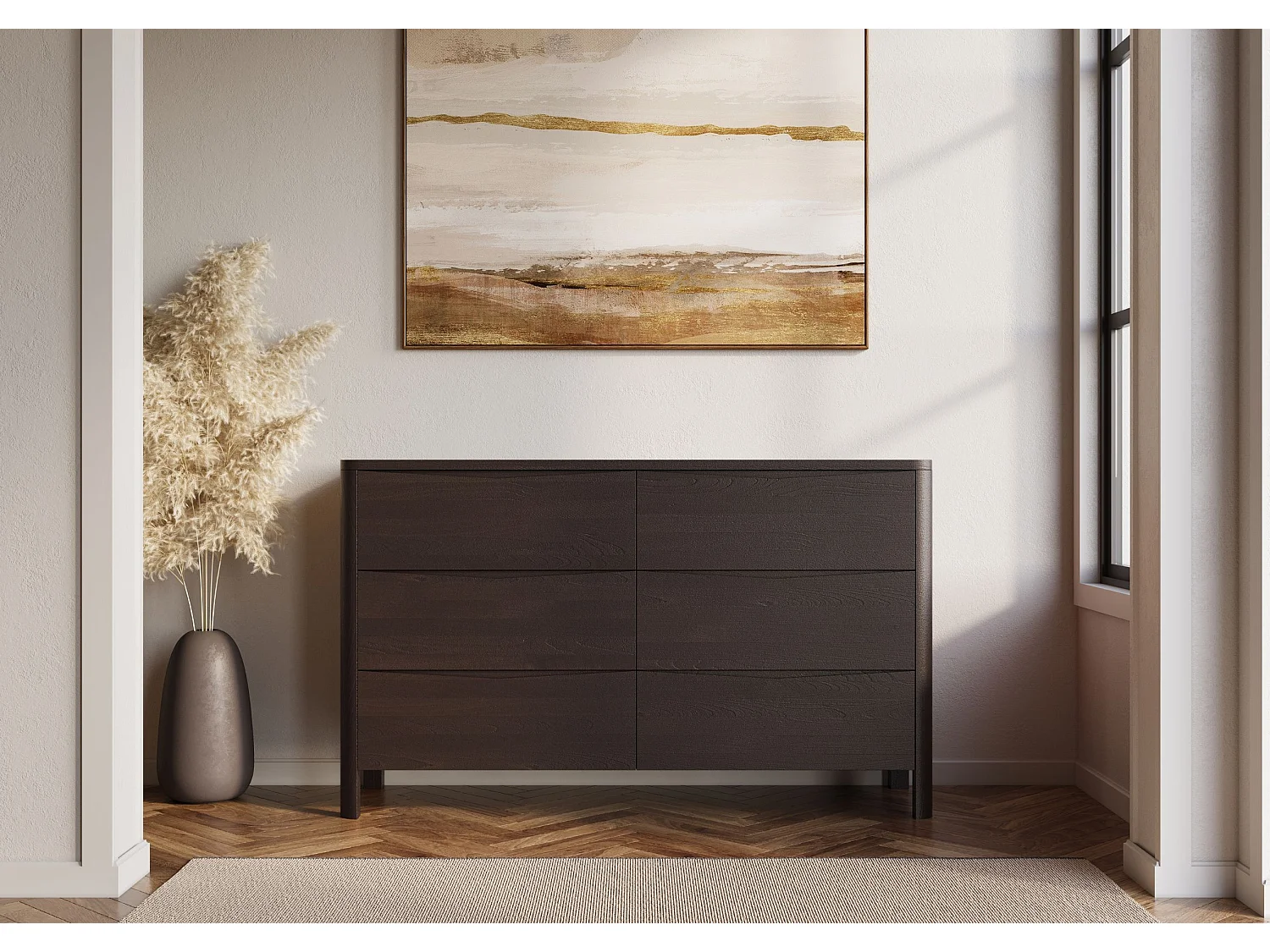 Holzkommode Modena low 150, palisanderfarbe