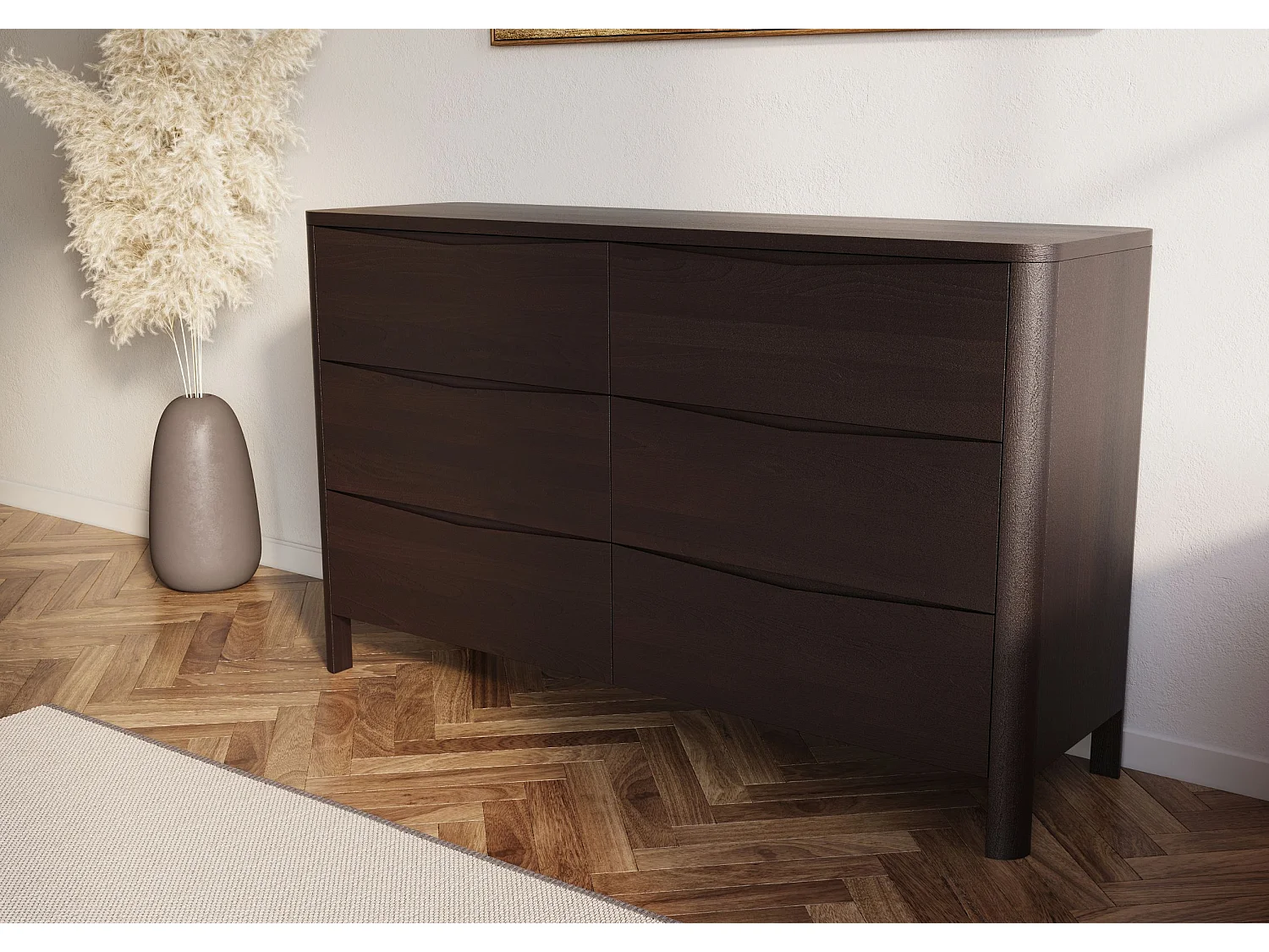 Holzkommode Modena low 150, palisanderfarbe