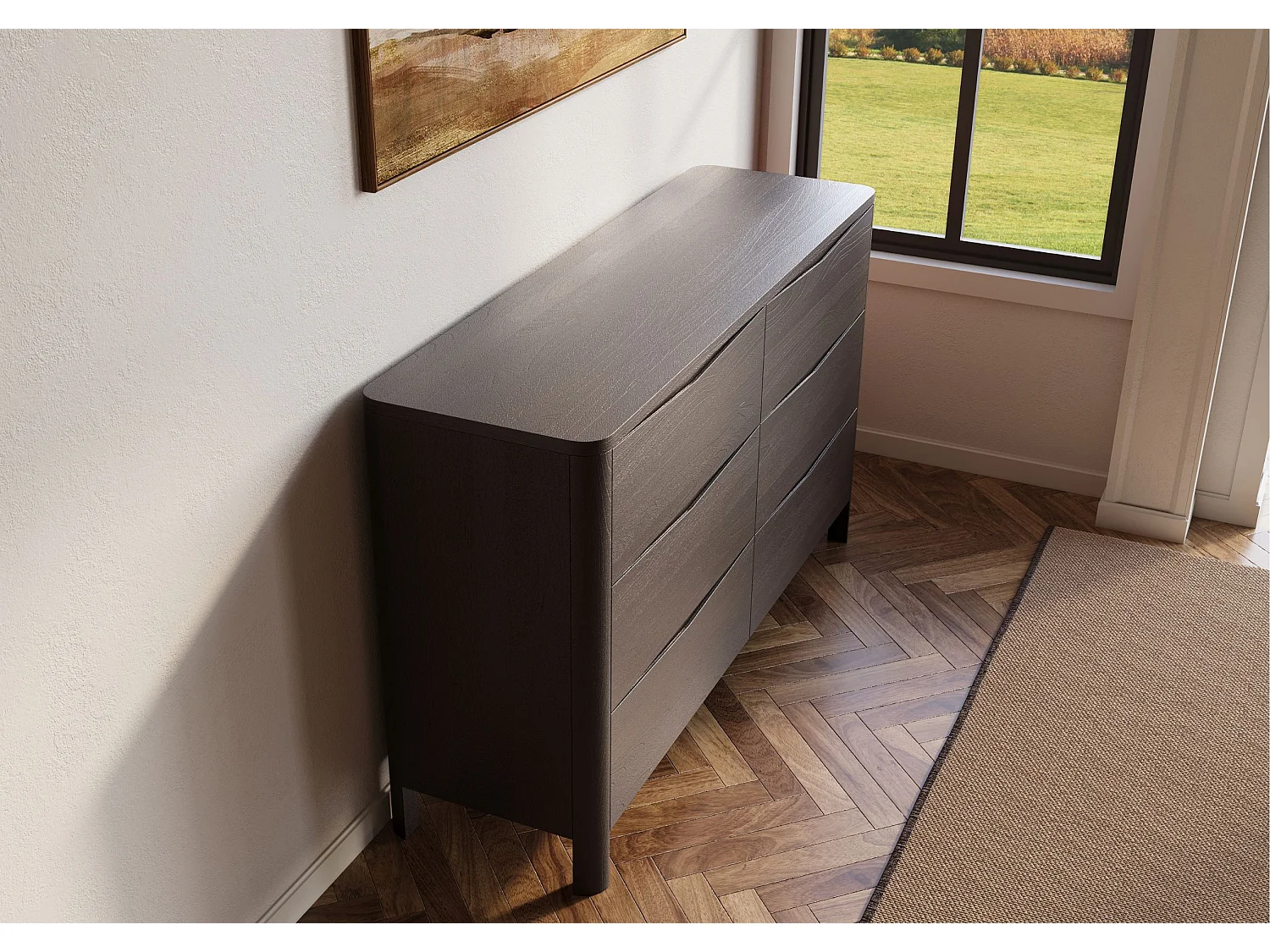 Holzkommode Modena low 150, palisanderfarbe