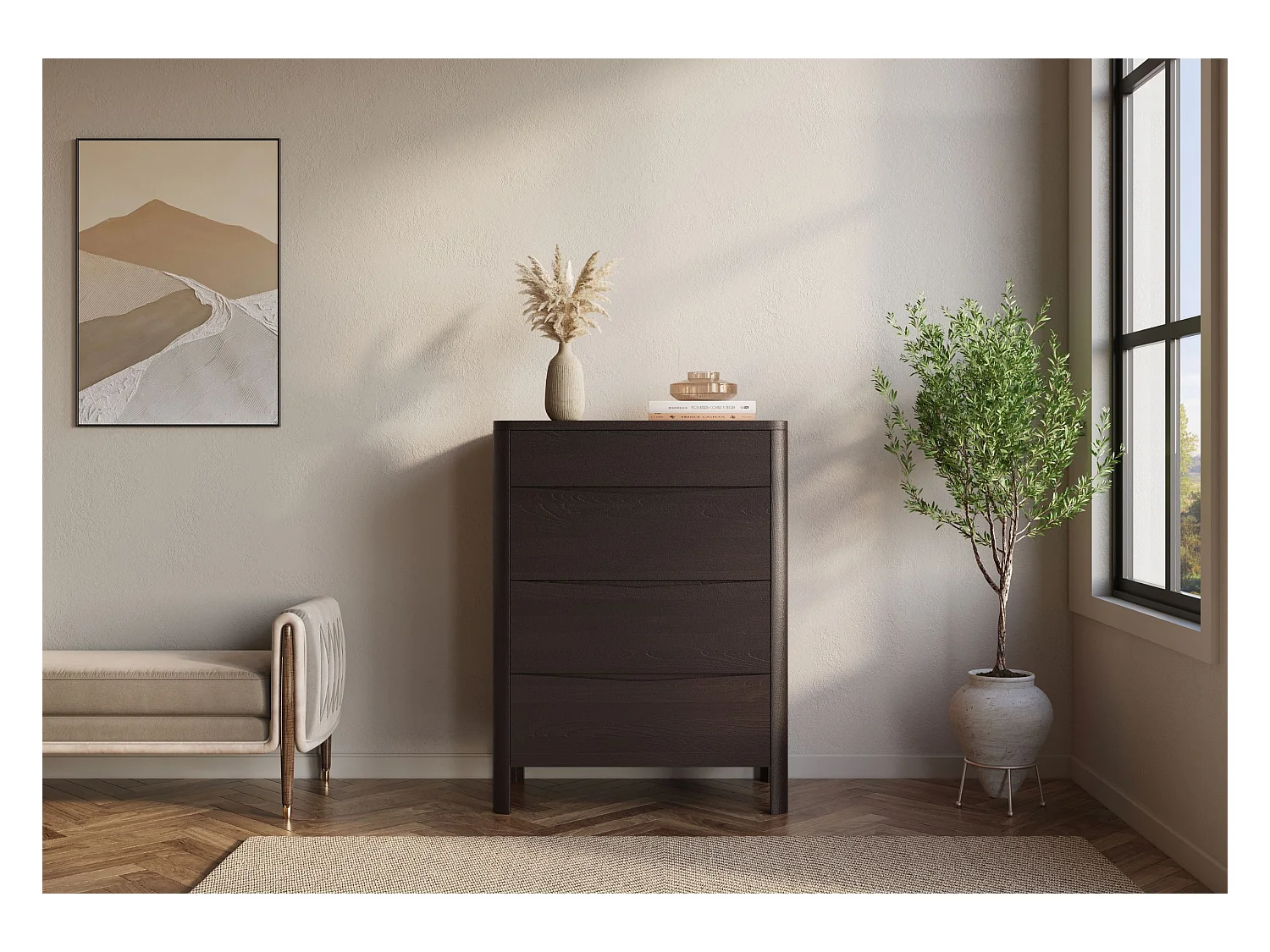 Commode en bois de hêtre Visby MODENA 80 / coloris palissandre