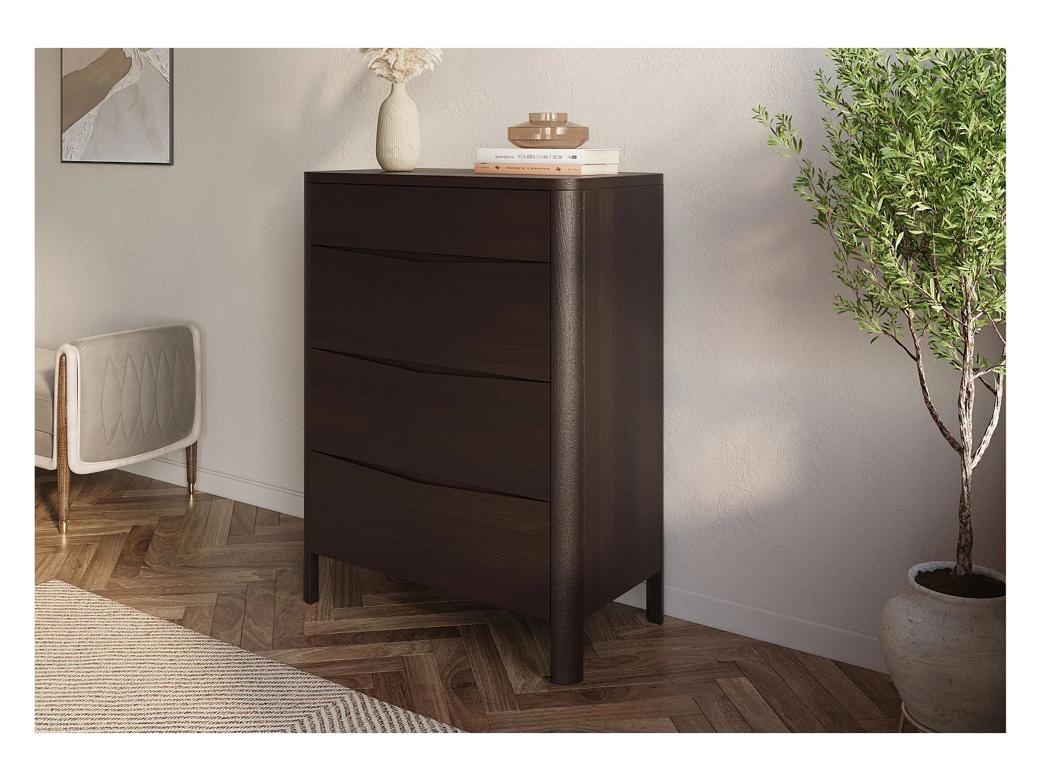 Commode en bois de hêtre Visby MODENA 80 / coloris palissandre