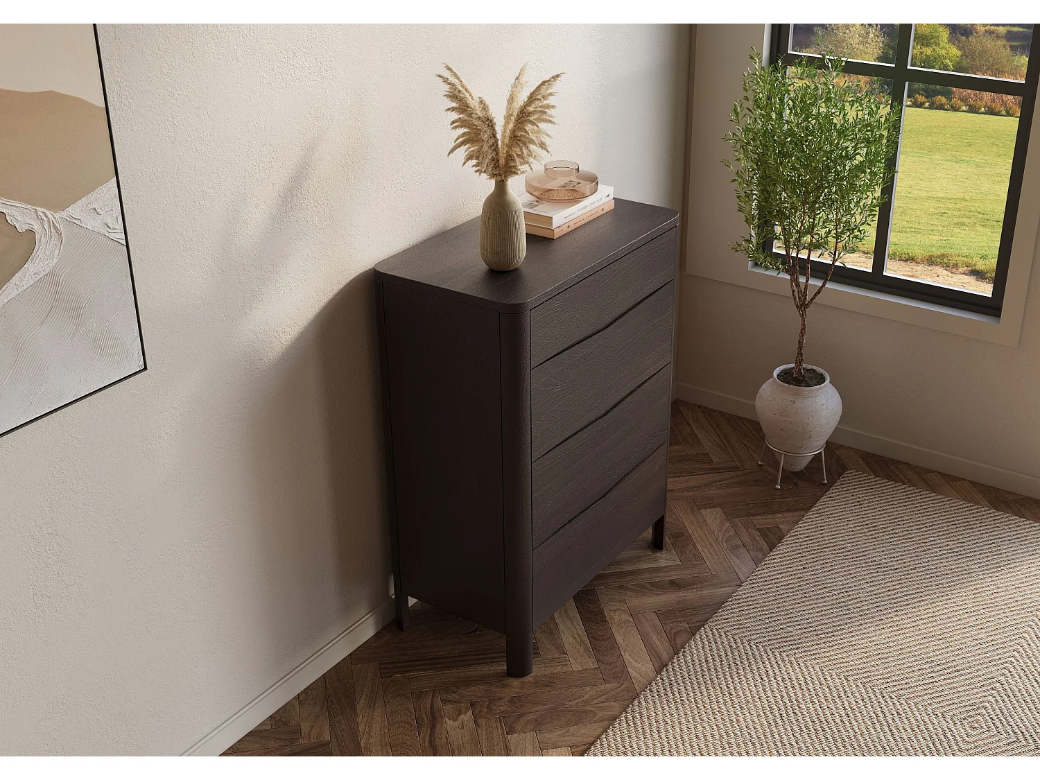 Commode en bois de hêtre Visby MODENA 80 / coloris palissandre