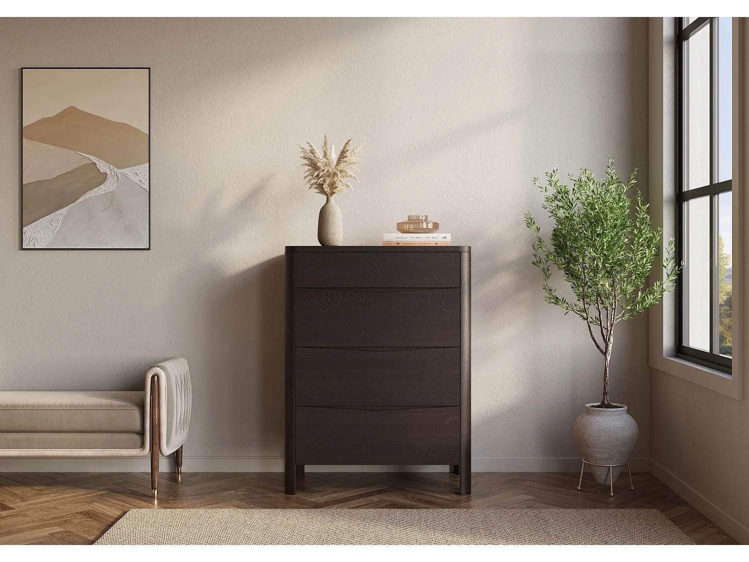 Drewniana komoda bukowa Visby MODENA 80/kol. palisander