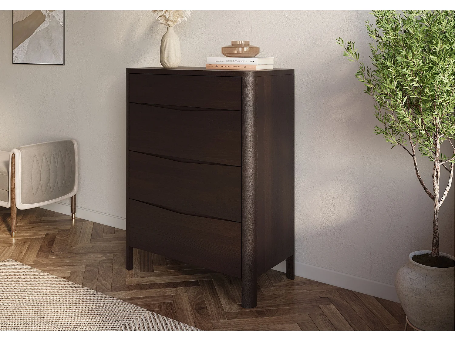 Drewniana komoda bukowa Visby MODENA 80/kol. palisander