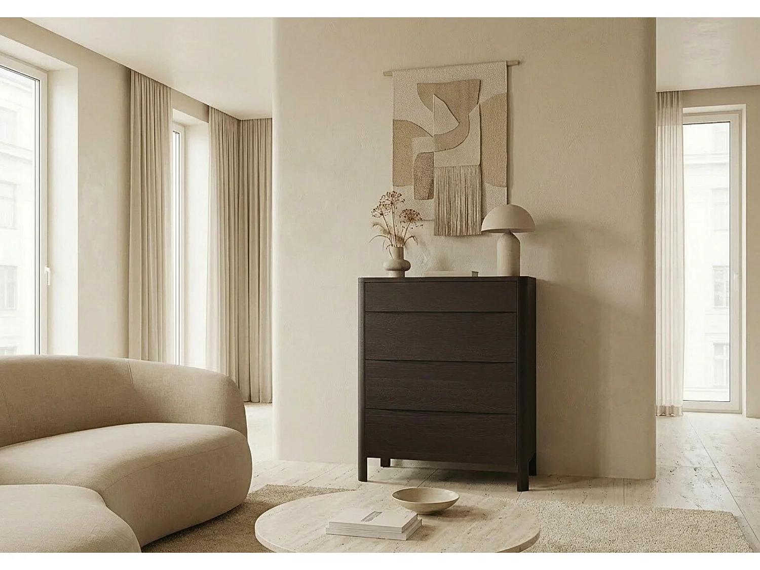 Holzkommode Modena low 80, palisanderfarbe