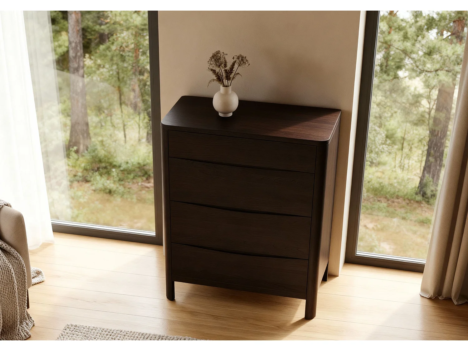 Holzkommode Modena low 80, palisanderfarbe