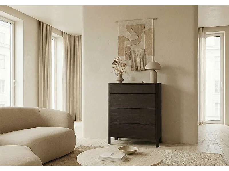 Holzkommode Modena low 80, palisanderfarbe