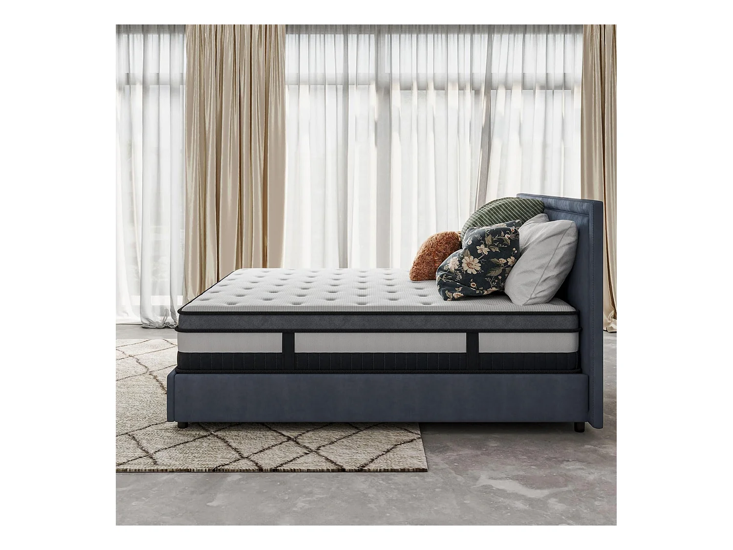 Vesgantti Boxtop Matelas 90x190cm, 26cm Épais, Matelas Hybride Luxe, Ressorts Ensachés & Mousse Mémoire, 7 Zones Confort Multicouches