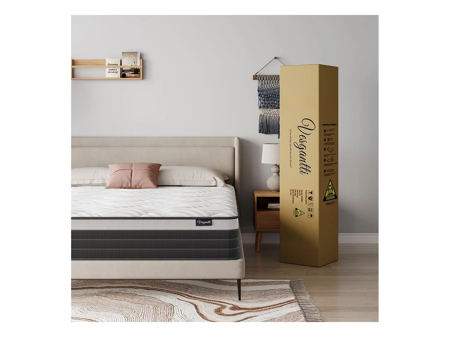 Matelas 140x190cm, Épaisseur 26cm, Hybrid Gel Mémoire, Ressorts Ensachés Indépendants, Confort 7 Zones, Multicouches, Certifié Oeko-Tex