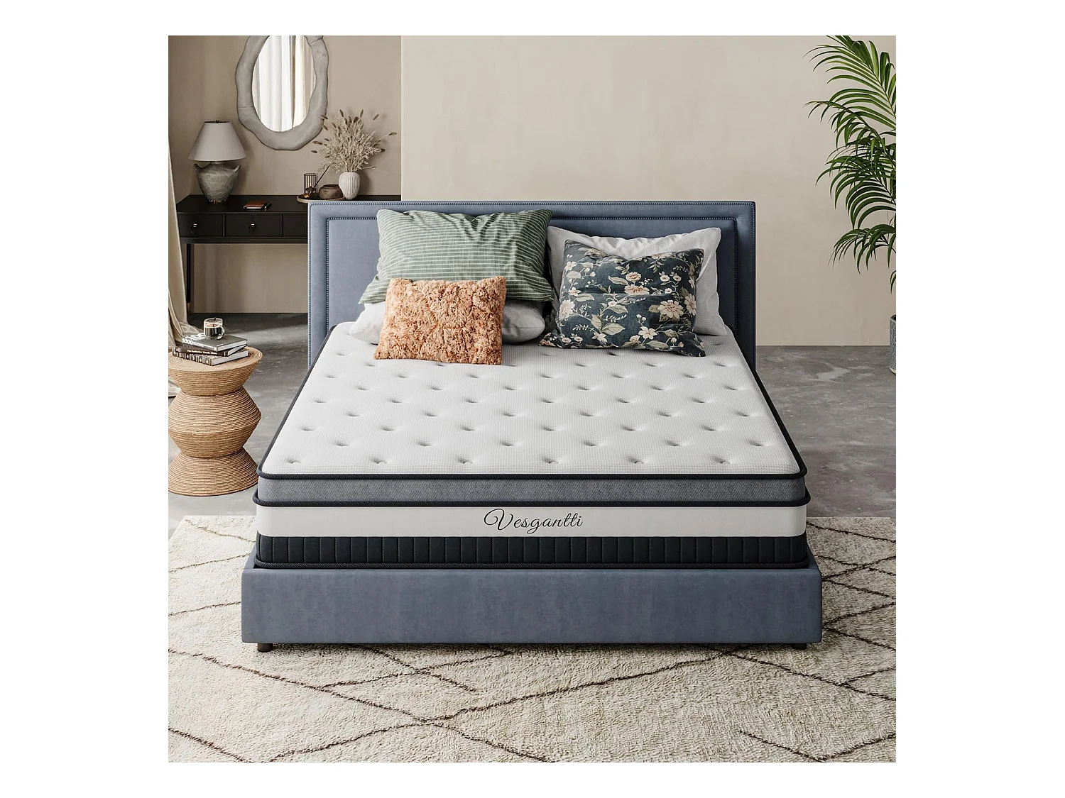 Matelas Boxtop 160x200cm, Épaisseur 30cm, Nova Luxe Hybride, Ressorts Ensachés & Mousse Mémoire, Confort 7 Zones, Multicouches Haut de Gamme