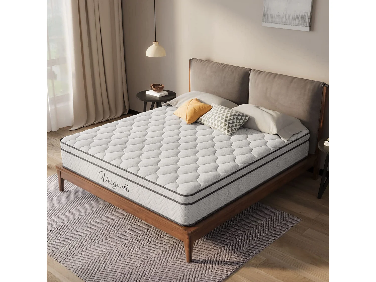 Boxtop matras 140x200cm, dikte 22cm, pocketvering en traagschuim, meerlaags comfort 7 zones, volwassen/kinderbed, klassieke stijl