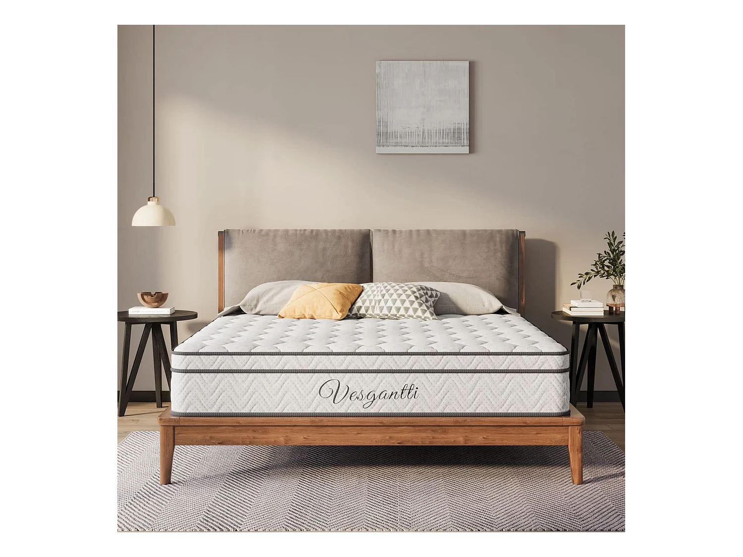 Matelas Boxtop 160x200cm, Épaisseur 22cm, Ressorts Ensachés & Mousse Mémoire, Multicouches Confort 7 Zones, Lit Adulte, Style Classique