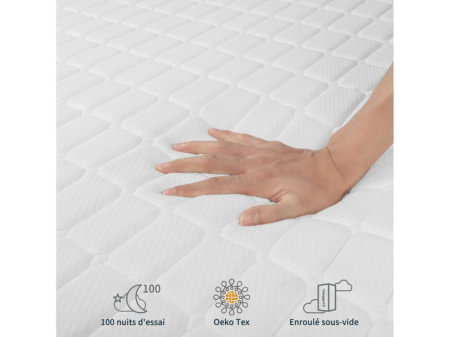 Matelas Mousse 90x190cm Épaisseur 26cm Mousse à Mémoire de Forme en Gel Soutien Zonné pour un Alignement Idéal et Confort Optimal