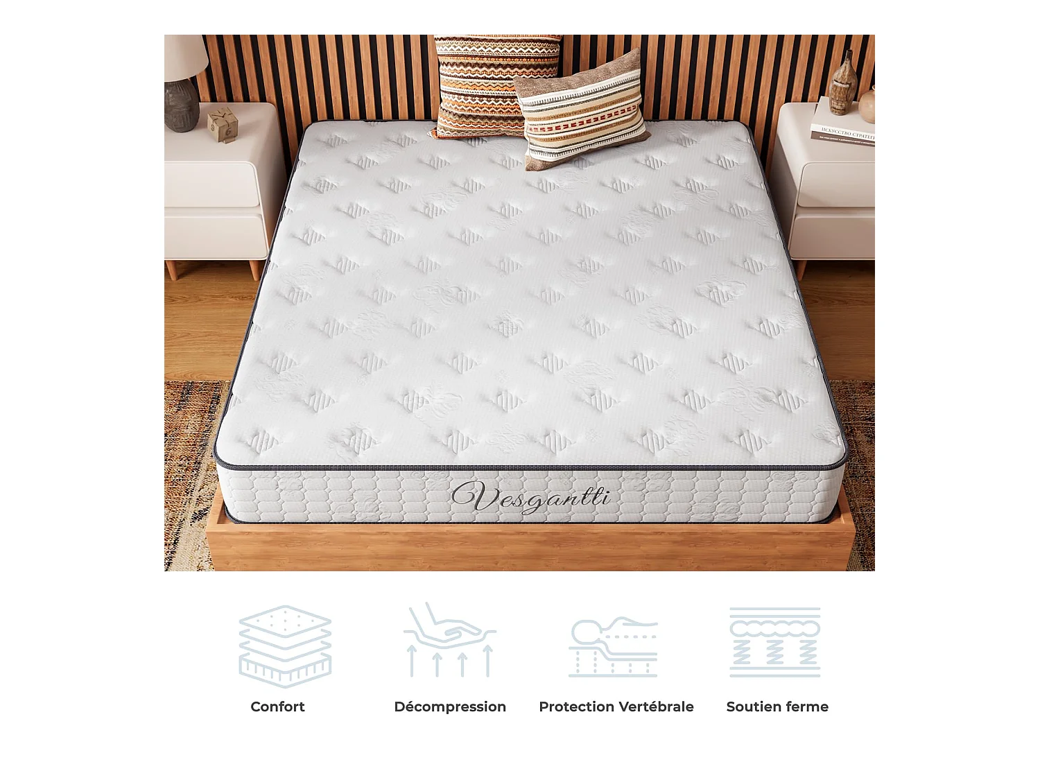 Tight Top Matras 140x190cm Dikte 24cm Nova Rêve Pocketveren + Memory Foam Volwassen/Kinderbed Opgerold Gecomprimeerd Oeko-TEX Gecertificeerd