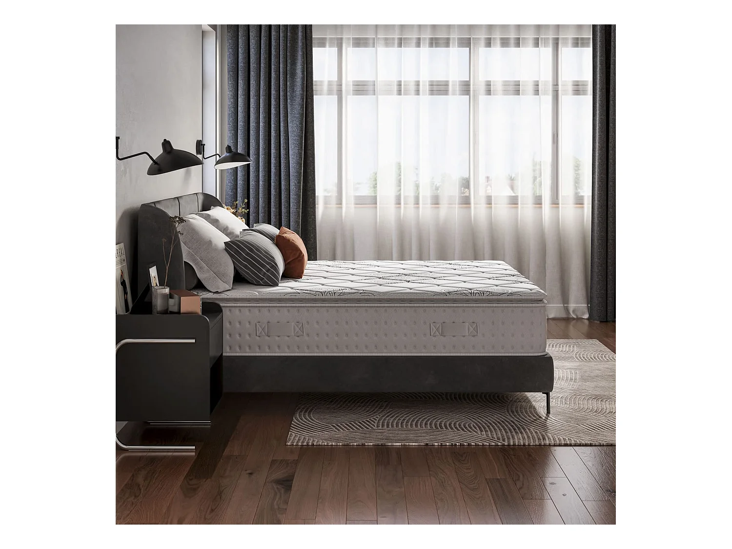 Pillowtop Matelas 80x200cm Épaisseur 26cm Supérieur Lit Adulte Ressorts Ensachés Mousse Mémoire Adaptative Confort 7 Zones