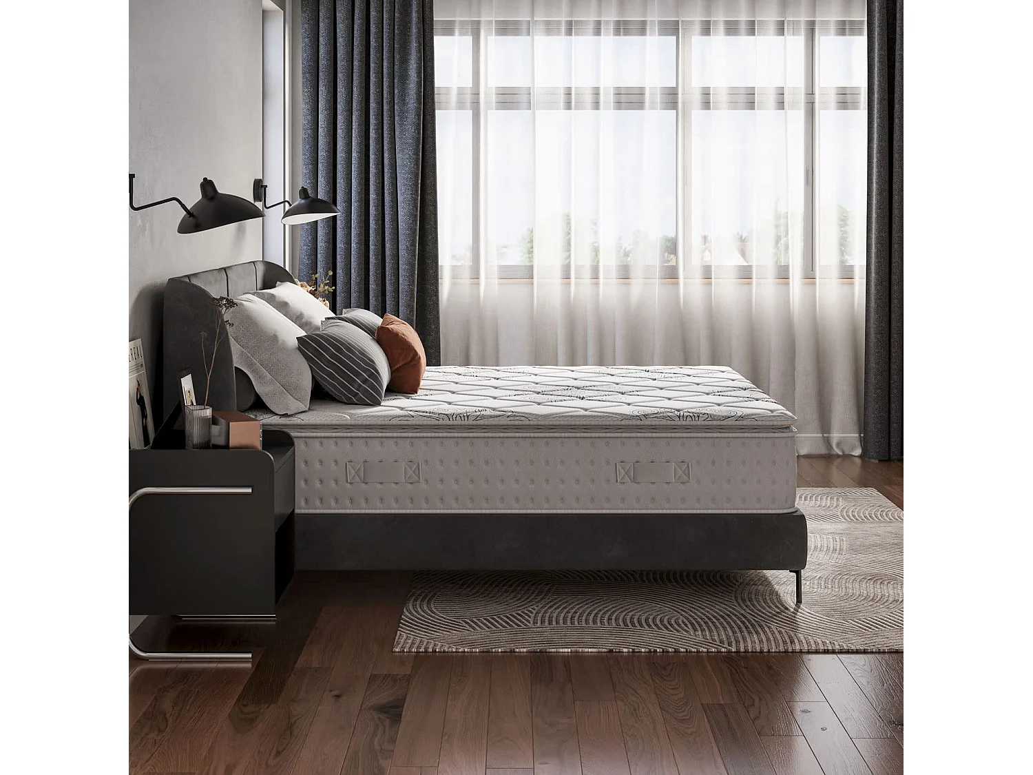 Pillowtop Matelas 80x200cm Épaisseur 26cm Supérieur Lit Adulte Ressorts Ensachés Mousse Mémoire Adaptative Confort 7 Zones