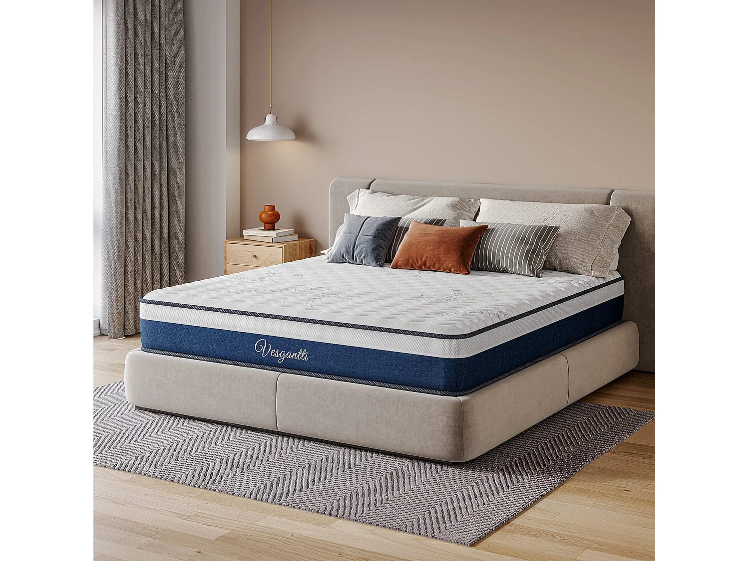 Tight Top Matelas 160x200cm, Épaisseur 26cm, Vague, Ressorts Ensachés 7 Zones, Mousse Mémoire Multi-Densité, Ergonomique et Hypoallergénique