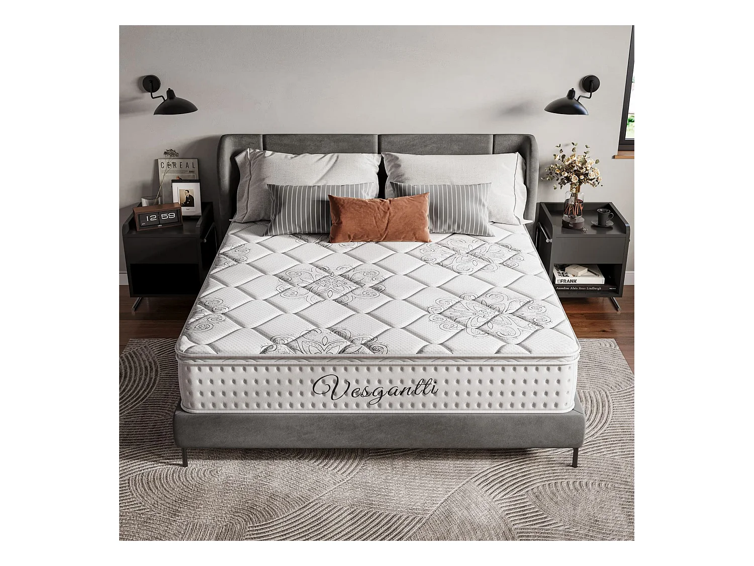 Pillowtop Matelas 120x200cm Épaisseur 26cm Supérieur Lit Adulte Ressorts Ensachés Mousse Mémoire Adaptative Confort 7 Zones