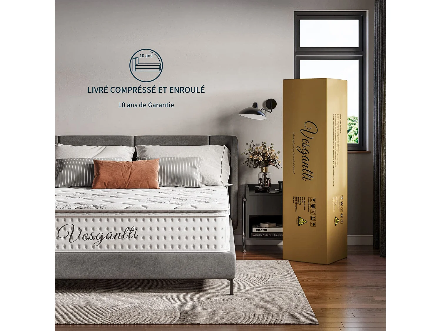 Pillowtop Matelas 120x200cm Épaisseur 26cm Supérieur Lit Adulte Ressorts Ensachés Mousse Mémoire Adaptative Confort 7 Zones