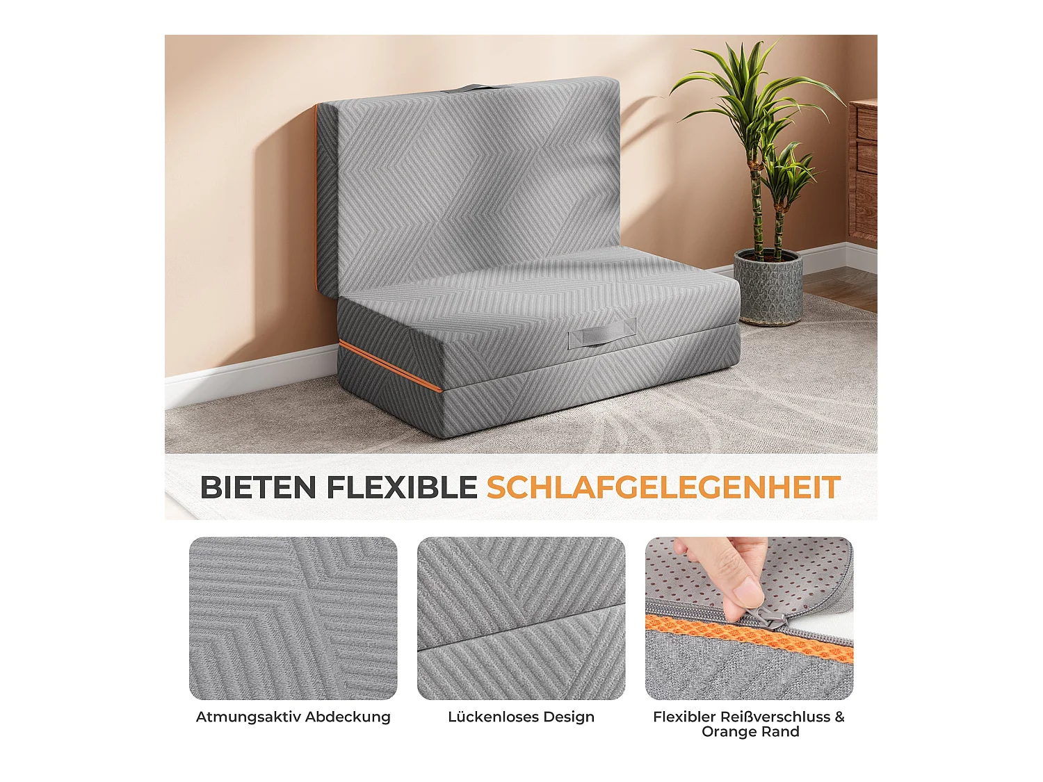 Matelas Pliable 140x190x8cm Mousse Mémoire Gel Housse Oeko-TEX avec Sac de Transport Lit d'Appoint 1 Personne Parfait pour Invités