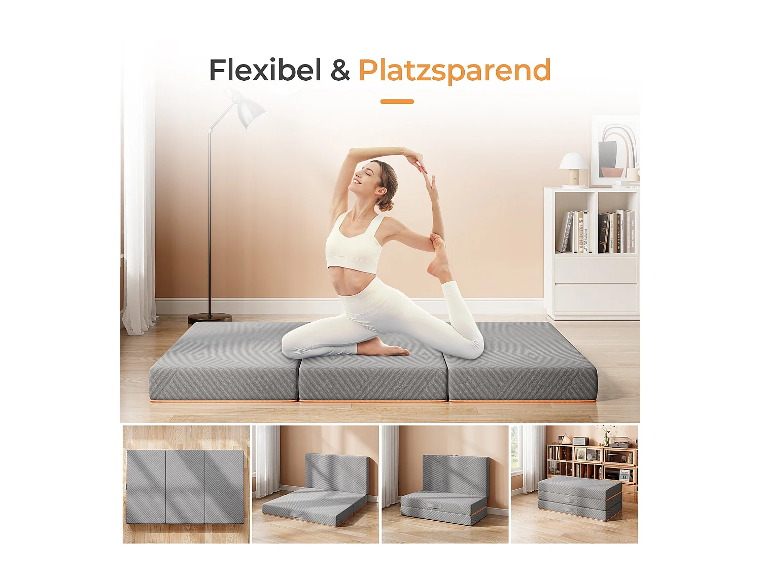 Matelas Pliable 140x190x8cm Mousse Mémoire Gel Housse Oeko-TEX avec Sac de Transport Lit d'Appoint 1 Personne Parfait pour Invités