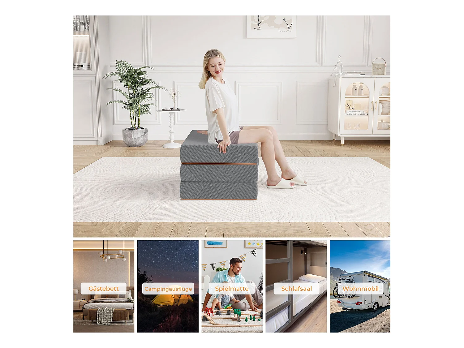 Matelas Pliable 140x190x8cm Mousse Mémoire Gel Housse Oeko-TEX avec Sac de Transport Lit d'Appoint 1 Personne Parfait pour Invités