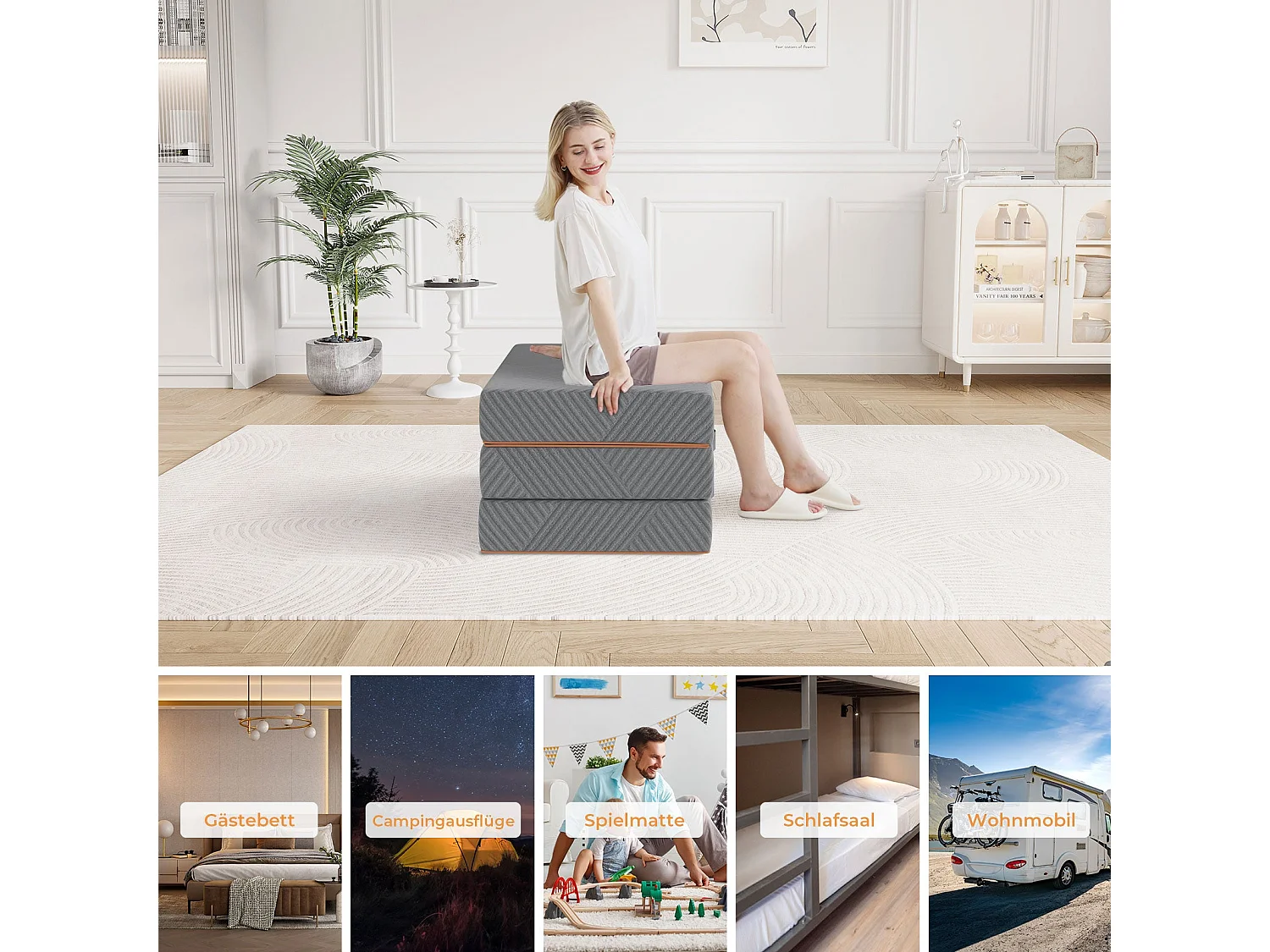 Matelas Pliable 140x190x8cm Mousse Mémoire Gel Housse Oeko-TEX avec Sac de Transport Lit d'Appoint 1 Personne Parfait pour Invités