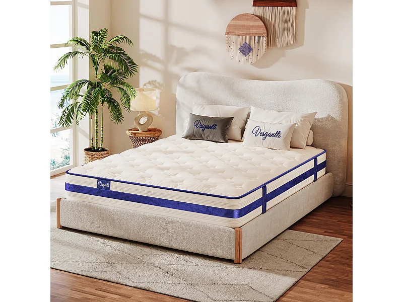 Matelas Épaisseur 120x190x26cm Blue Velvet Hybrid Ressorts Ensachés & Mousse Gel Mémoire Confort 7 Zones Multicouches Certifié Oeko-Tex