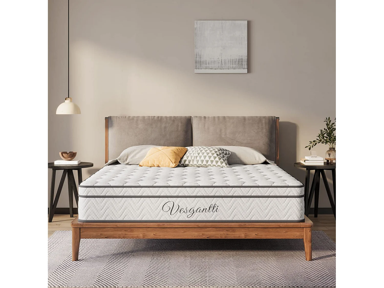 Matelas Boxtop 90x200cm, Épaisseur 26cm, Ressorts Ensachés & Mousse Mémoire, Multicouches Confort 7 Zones, Lit Adulte, Style Classique