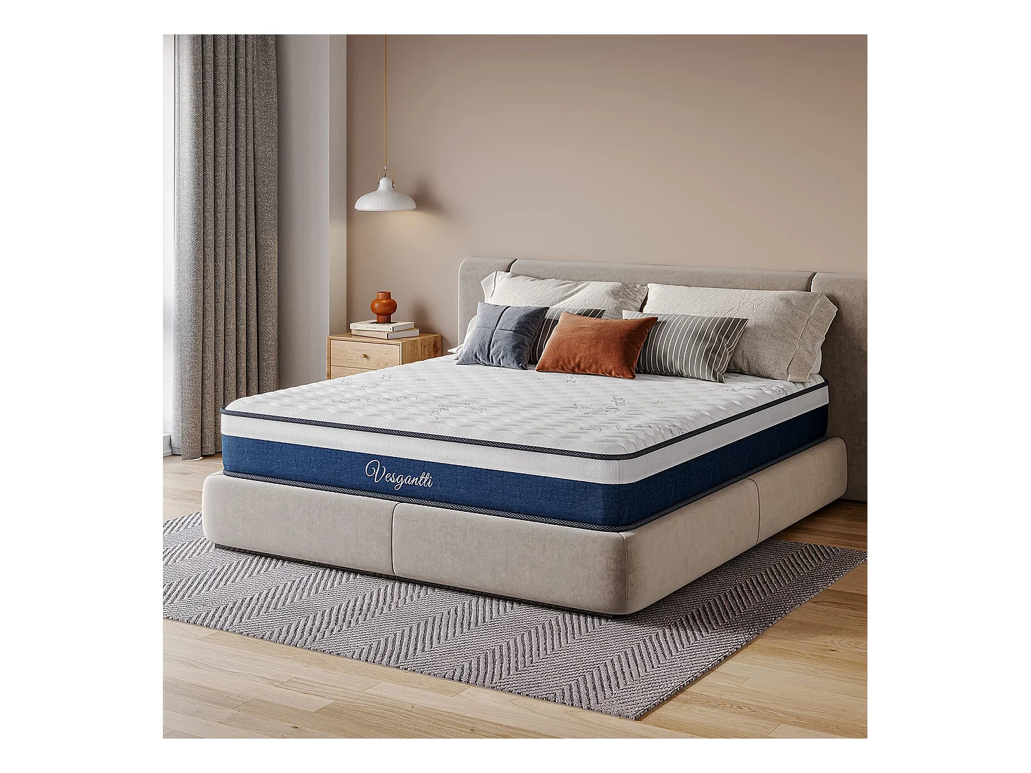 Tight Top Matelas 120x200cm, Épaisseur 26cm, Vague, Ressorts Ensachés 7 Zones, Mousse Mémoire Multi-Densité, Ergonomique et Hypoallergénique