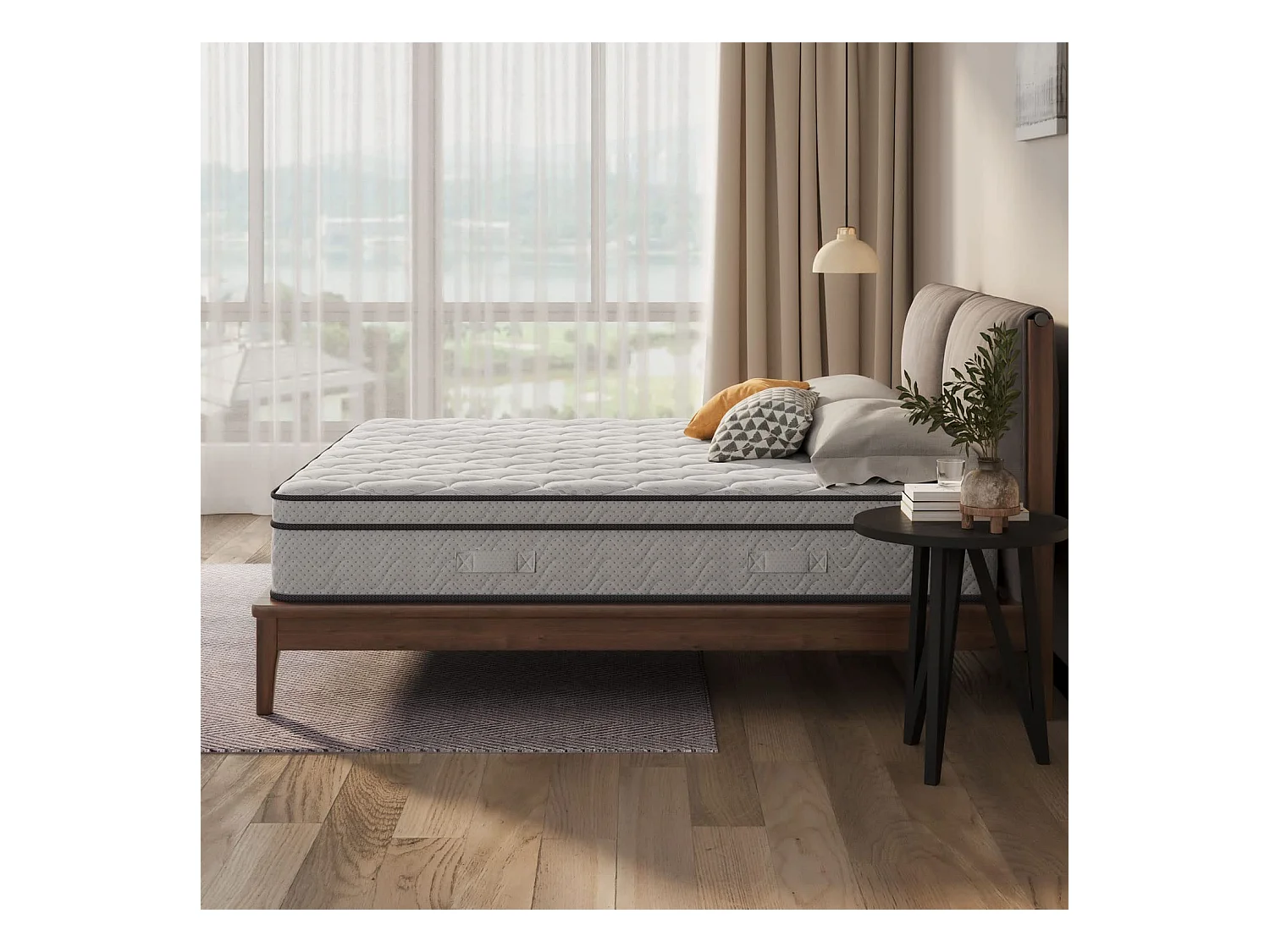 Boxtop matras 90x190cm, dikte 26cm, pocketvering en traagschuim, meerlaags comfort 7 zones, volwassen/kinderbed, klassieke stijl