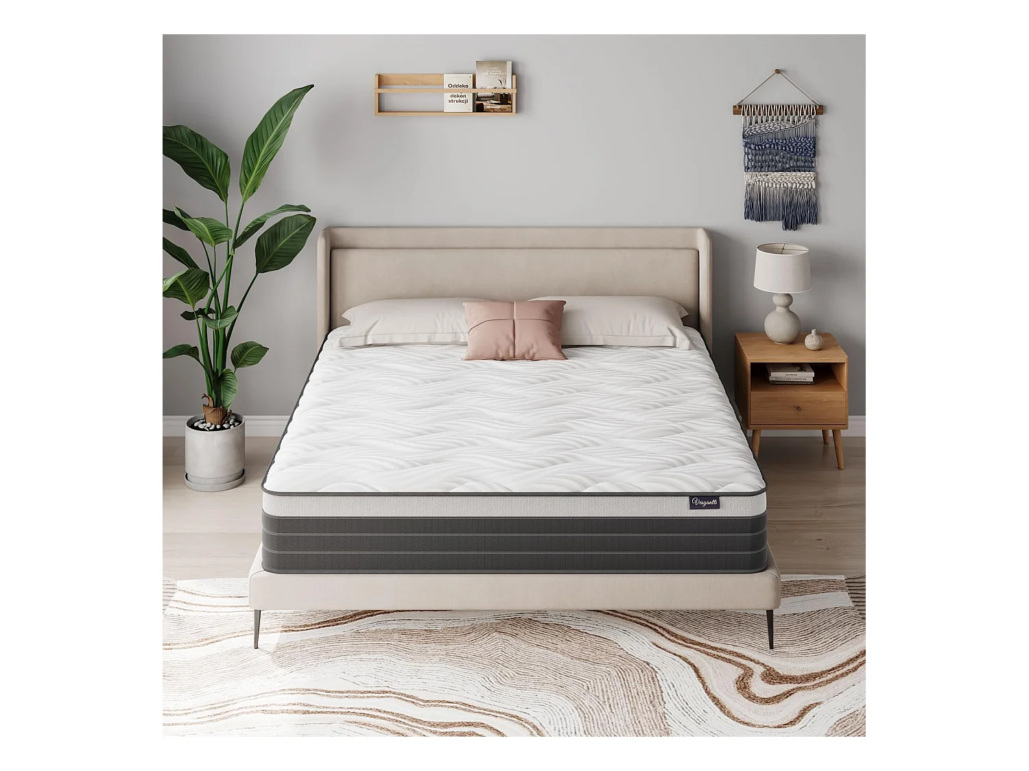Matelas 120x190cm, Épaisseur 26cm, Hybrid Gel Mémoire, Ressorts Ensachés Indépendants, Confort 7 Zones, Multicouches, Certifié Oeko-Tex