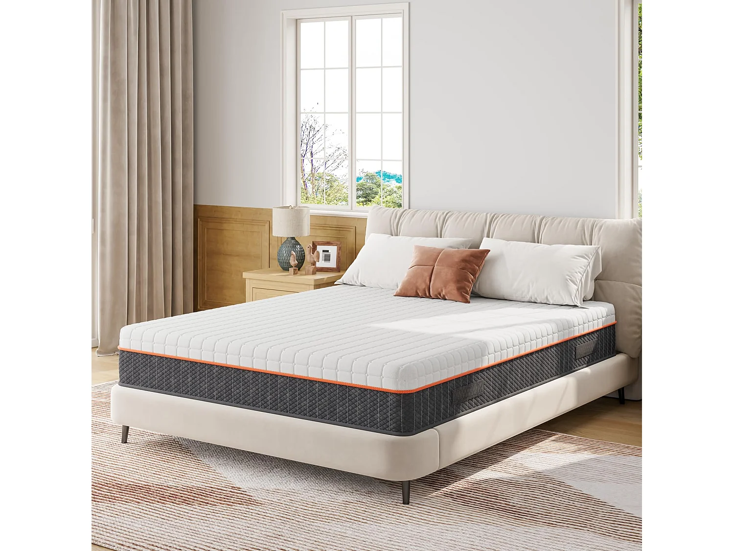 Matelas Mousse 140x190cm Épaisseur 26cm Mousse à Mémoire de Forme en Gel Soutien Zonné pour un Alignement Idéal et Confort Optimal