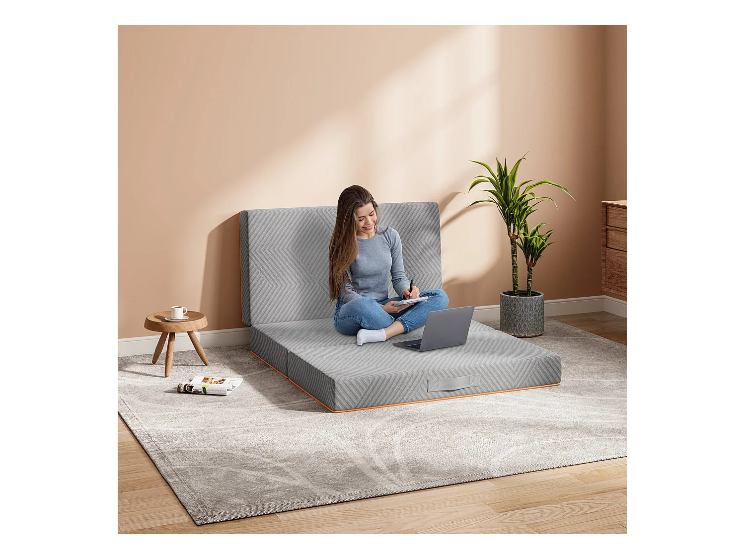 Matelas Pliable 140x200x15cm Mousse Mémoire Gel Housse Oeko-TEX avec Sac de Transport Lit d'Appoint 1 Personne Parfait pour Invités