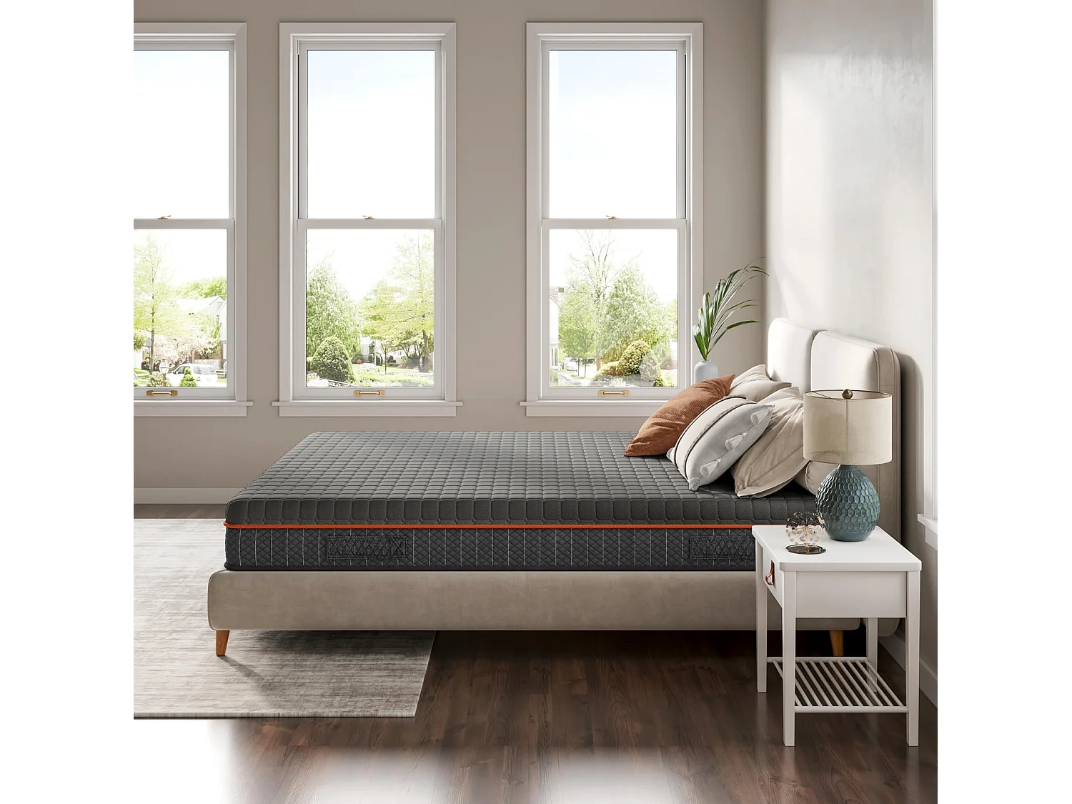 Grijs schuimmatras 90x200cm dikte 18cm gel-traagschuim zoneondersteuning voor optimale uitlijning en ergonomisch comfort