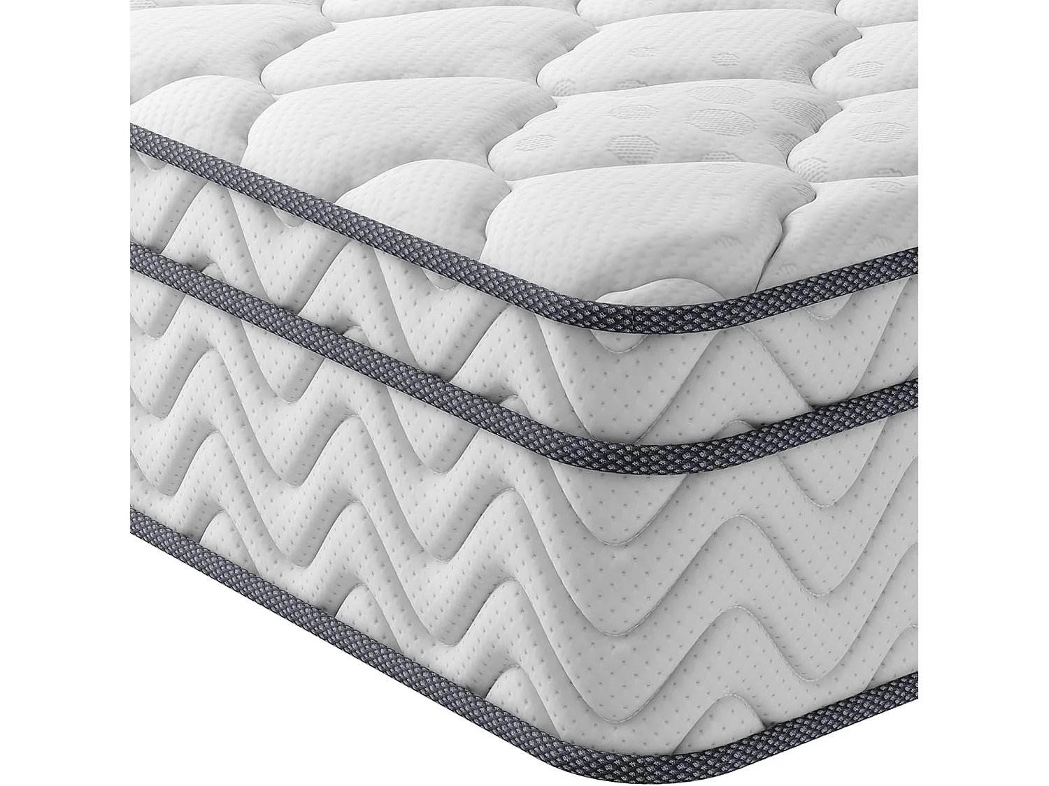 Matelas Boxtop 140x190cm, Épaisseur 22cm, Ressorts Ensachés & Mousse Mémoire, Multicouches Confort 7 Zones, Lit Adulte, Style Classique