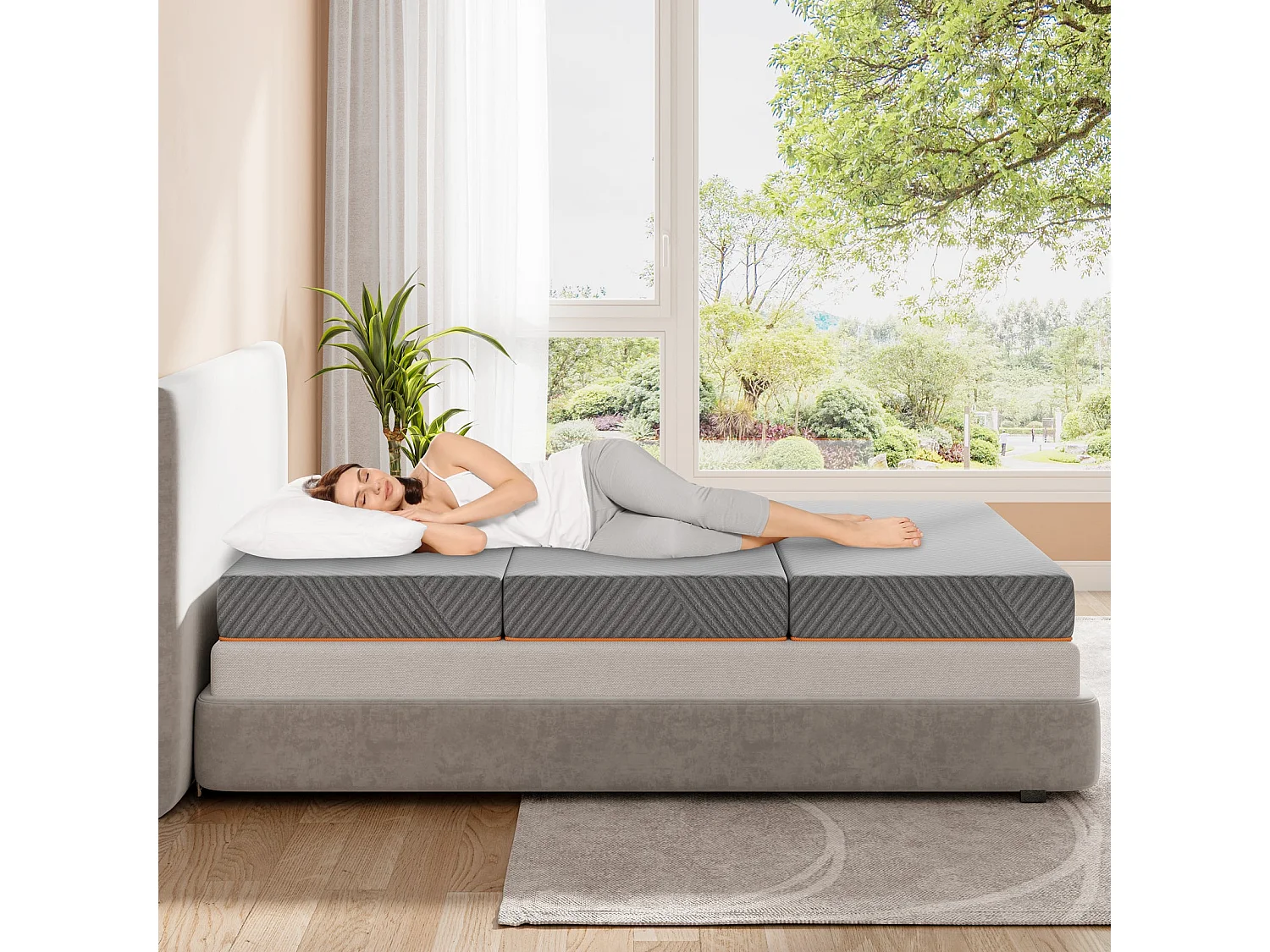 Matelas Pliable 90x190x8cm Mousse Mémoire Gel Housse Oeko-TEX avec Sac de Transport Lit d'Appoint 1 Personne Parfait pour Invités