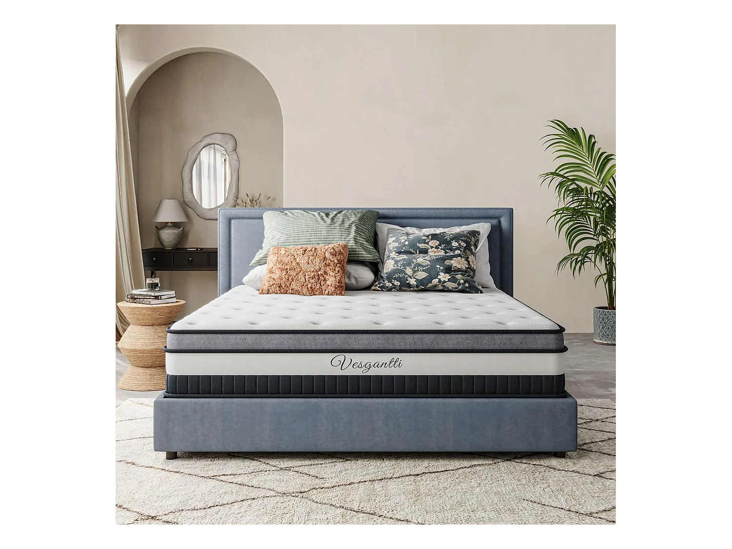 Vesgantti Boxtop Matelas 140x190cm, 26cm Épais, Matelas Hybride Luxe, Ressorts Ensachés & Mousse Mémoire, 7 Zones Confort Multicouches