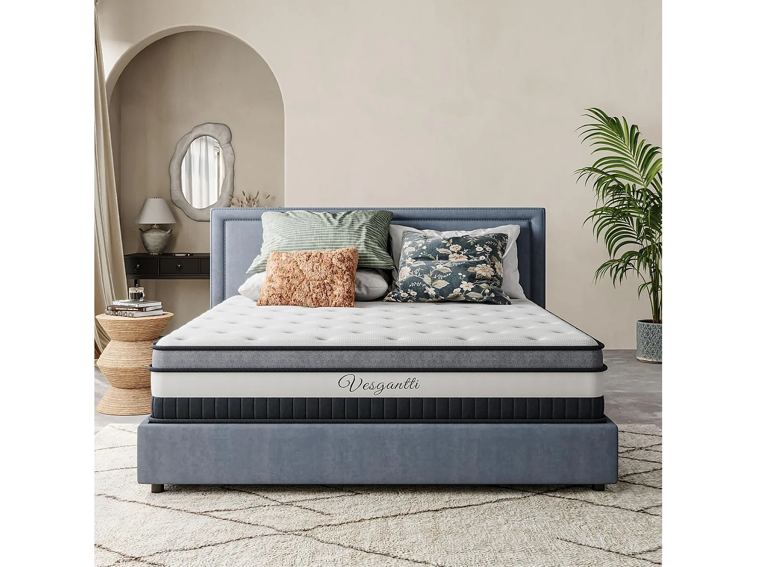 Matelas Boxtop 120x200cm, Épaisseur 30cm, Nova Luxe Hybride, Ressorts Ensachés & Mousse Mémoire, Confort 7 Zones, Multicouches Haut de Gamme